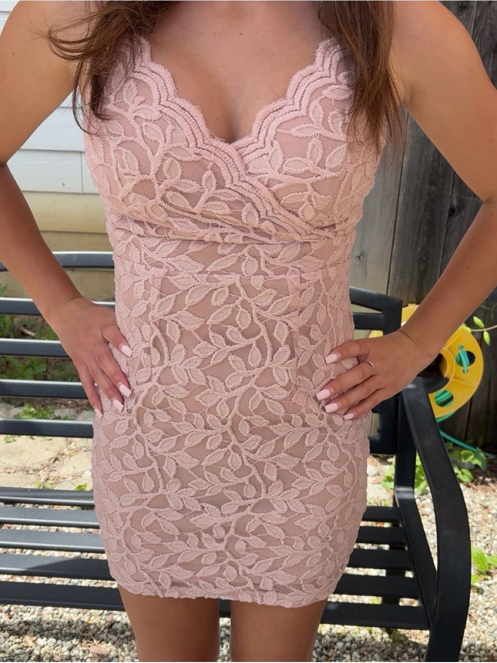 Speechless Blush Lace Mini Dress